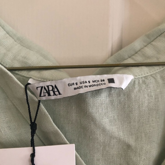 Zara Button Linen Short Sleeve Blouse - Picture 3 of 4